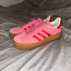 Adidas Women's Pink and Red Gazelle Sneakers